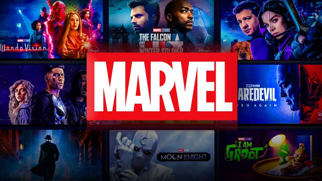 Marvel logo with Marvel Television shows.