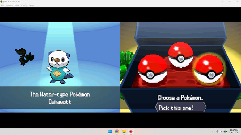 A screenshot from the game Pokemon White from the NDS console running on the MelonDS emulator