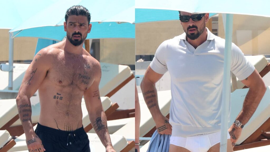 Michele Morrone Lounges in His Underwear During Beach Day in Italy