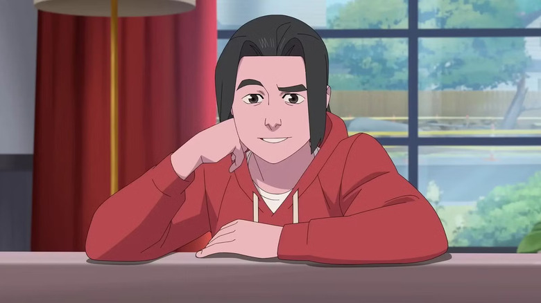 Oliver Grayson wearing red hoodie in Invincible.