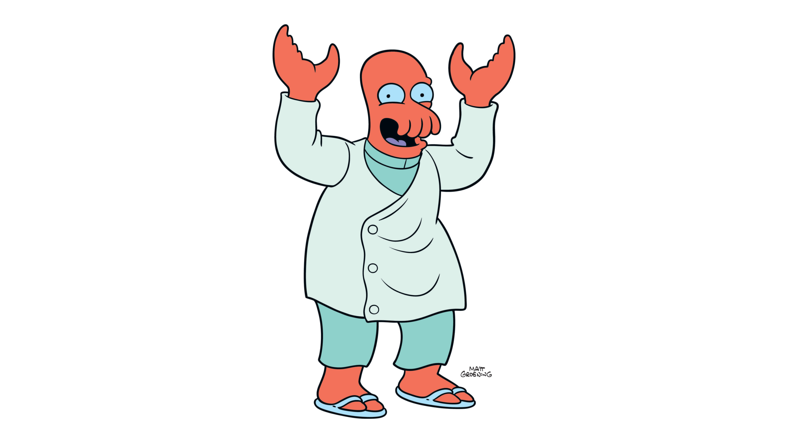 Dr. Zoidberg, a Decapodian alien characterized by his lobster-like appearance and red color