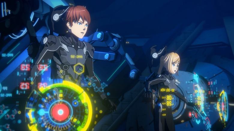 Taylor and Hayley controlling a Jaeger in Pacific Rim: The Black