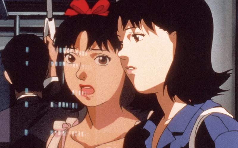 Mima sees her idol self in her reflection in Perfect Blue.