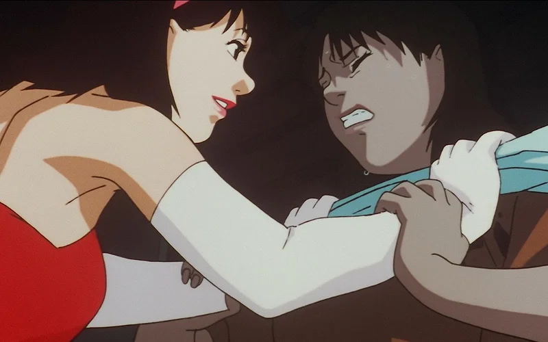 Mima strangling the imposter in Perfect Blue.