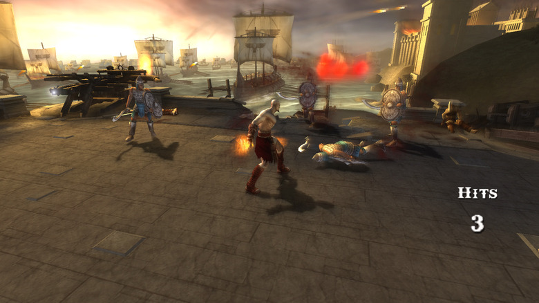 A screenshot from the game God of War: Chains of Olympus from the PSP console running on the PPSSPP emulator