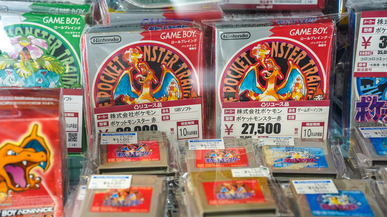 Wrapped copies of the original Japanese Pokémon games for Game Boy.