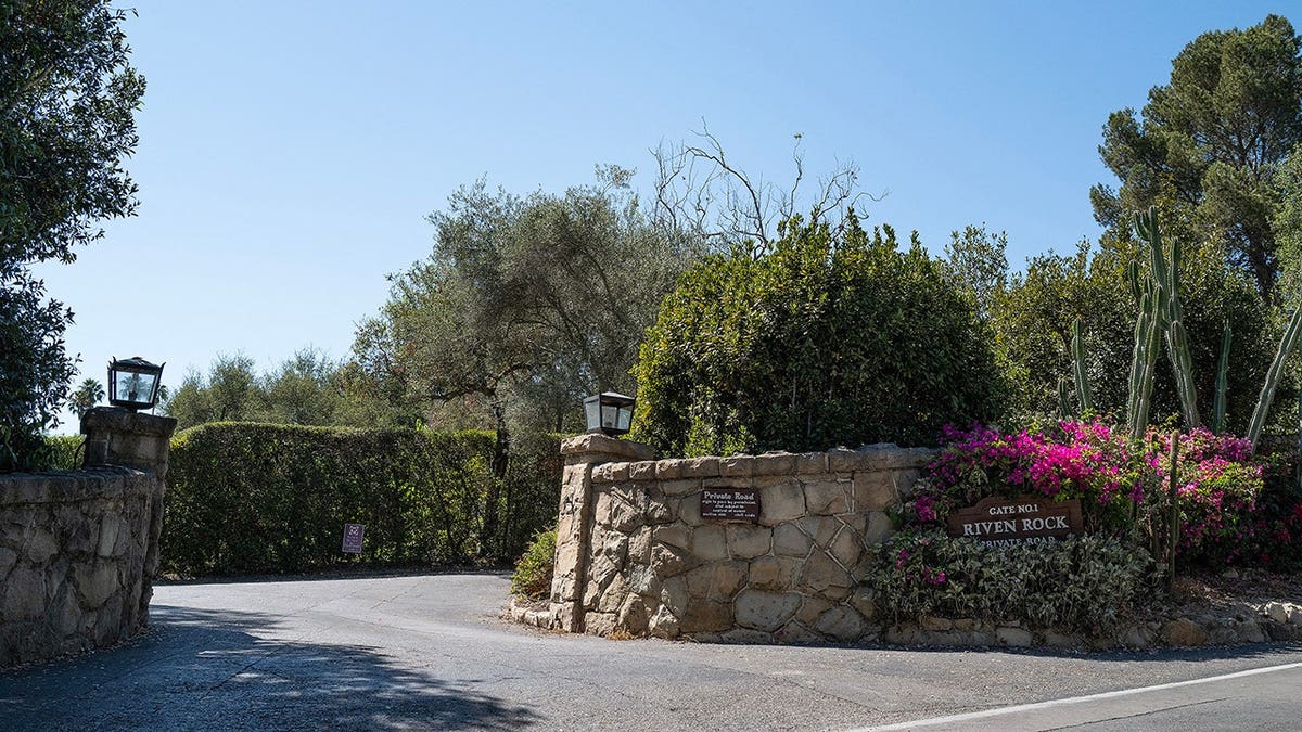 Prince Harry and Meghan's gate to Riven Rock neighborhood in Montecito, California.