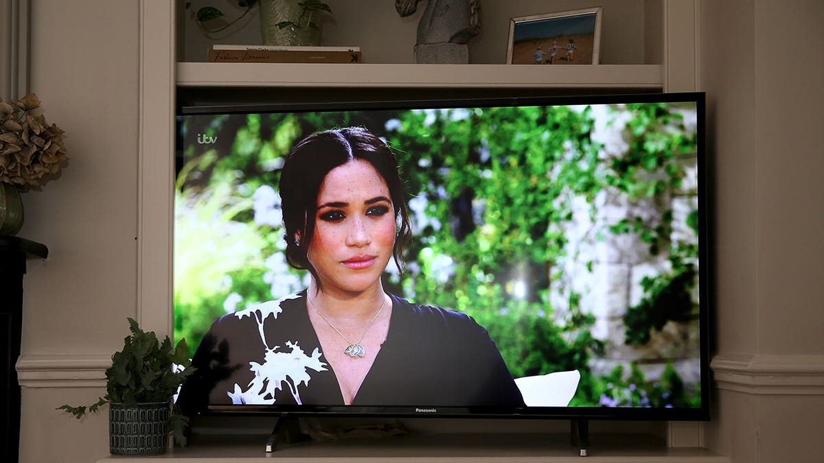 Prince Harry and Meghan Markle seated during an interview with Oprah Winfrey in London