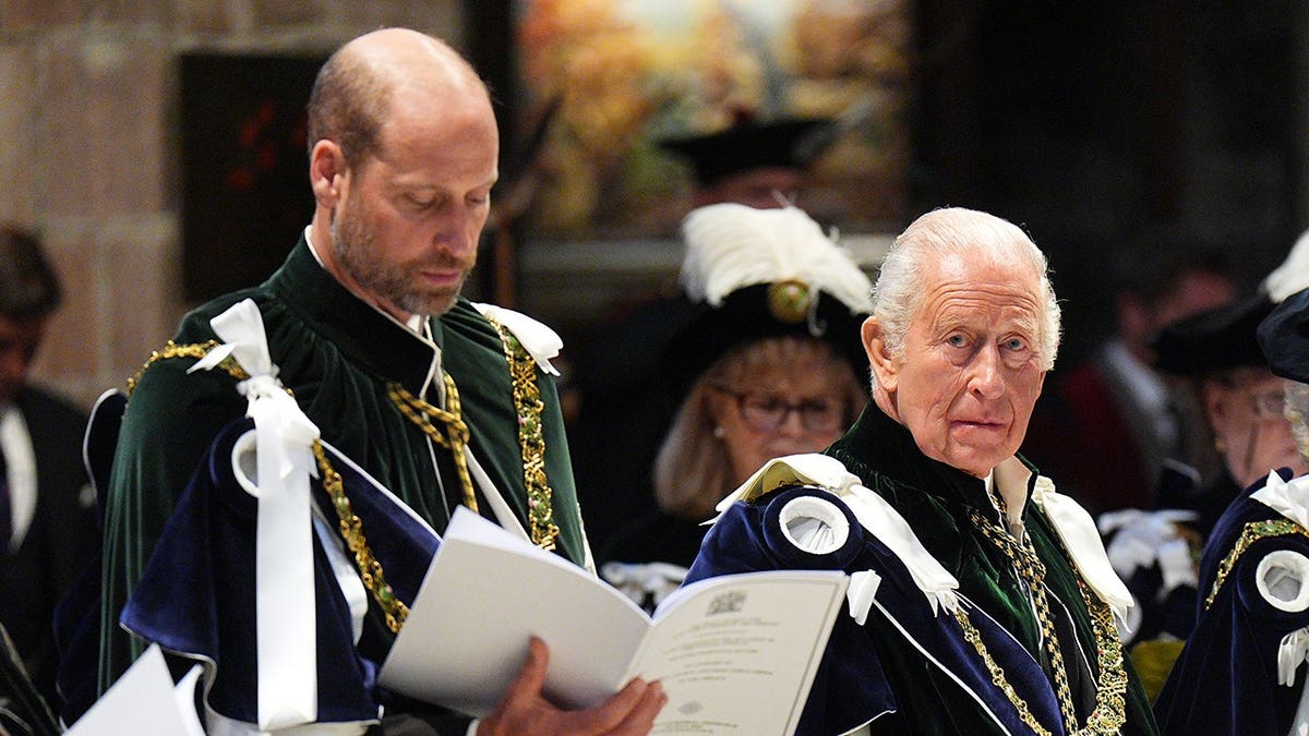 Prince William and King Charles III attend the Thistle Service at St Giles' Cathedral in Edinburgh.