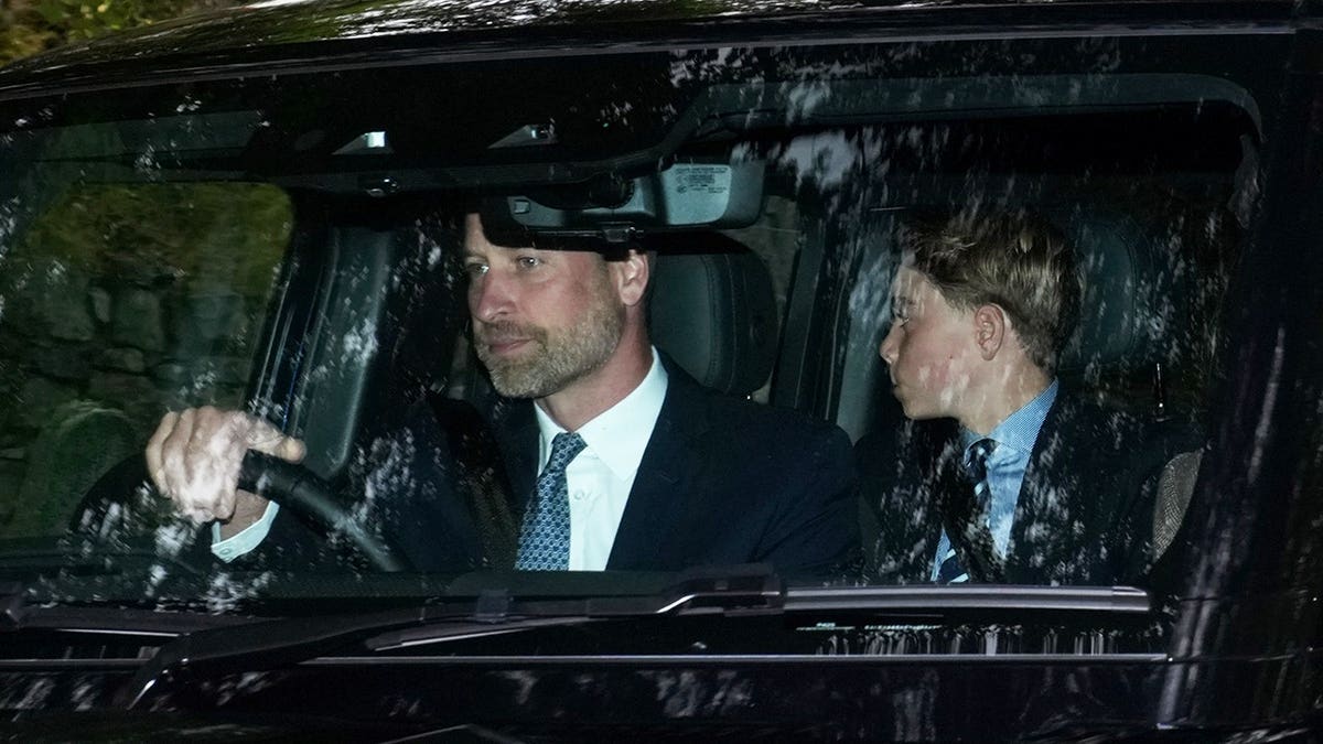 Prince William and Prince George attend a service at Crathie Kirk Church.