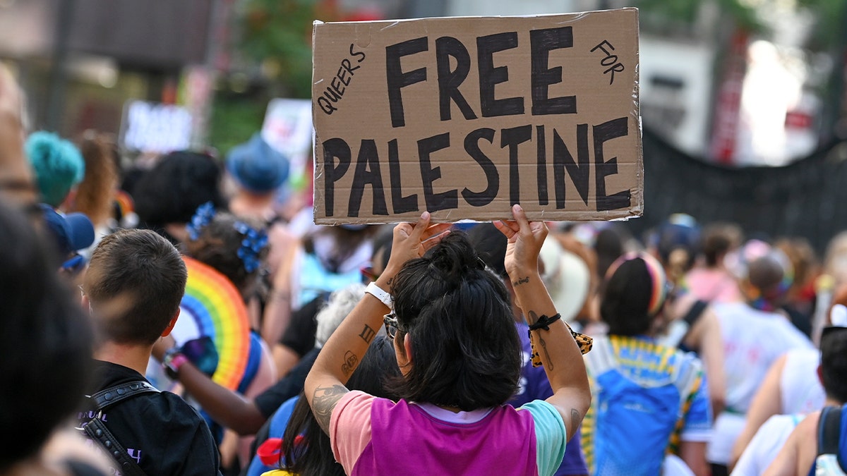 queers for palestine sign
