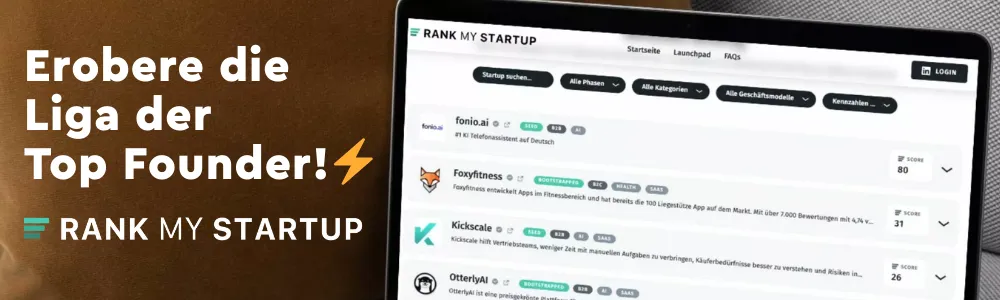 Rank My Startup: Erobere die Liga der Top Founder!