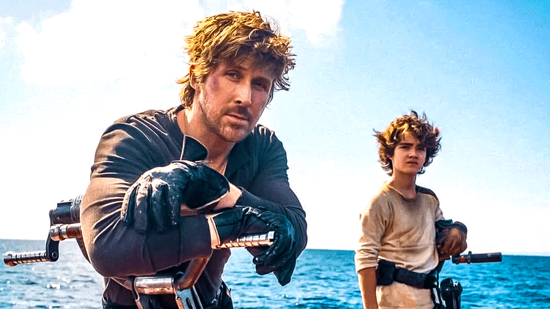 Ryan Gosling and Flynn Gray on set for Star Wars Starfighter.