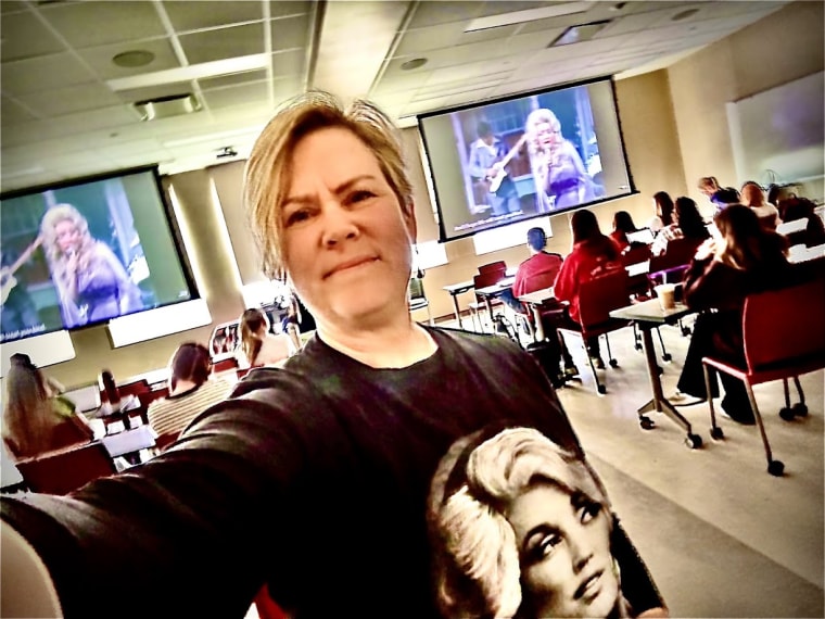 Sarah Phillips in "The Anthropology of Dolly Parton" classroom.