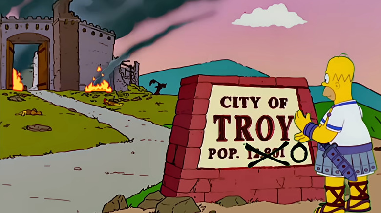 Homer as Odysseus after the sacking of Troy in "The Simpsons"