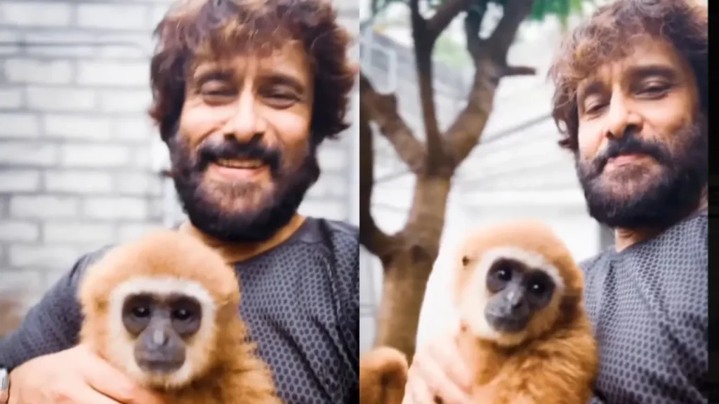 Chiyaan Vikram slammed over video with his pet Lar Gibbon Chiyaan Vikram slammed over video with his pet Lar Gibbon