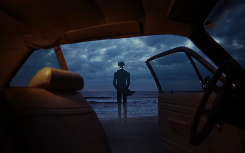 This is a companion concept video for Solo Leveling: Beyond the System, an upcoming theatrical film continuation of the anime. The image features Sung Jinwoo standing on a beach.