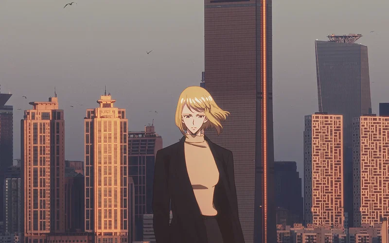 This is a companion concept video for Solo Leveling: Beyond the System, an upcoming theatrical film continuation of the anime. The image features Cha Haein standing at the top of a building.