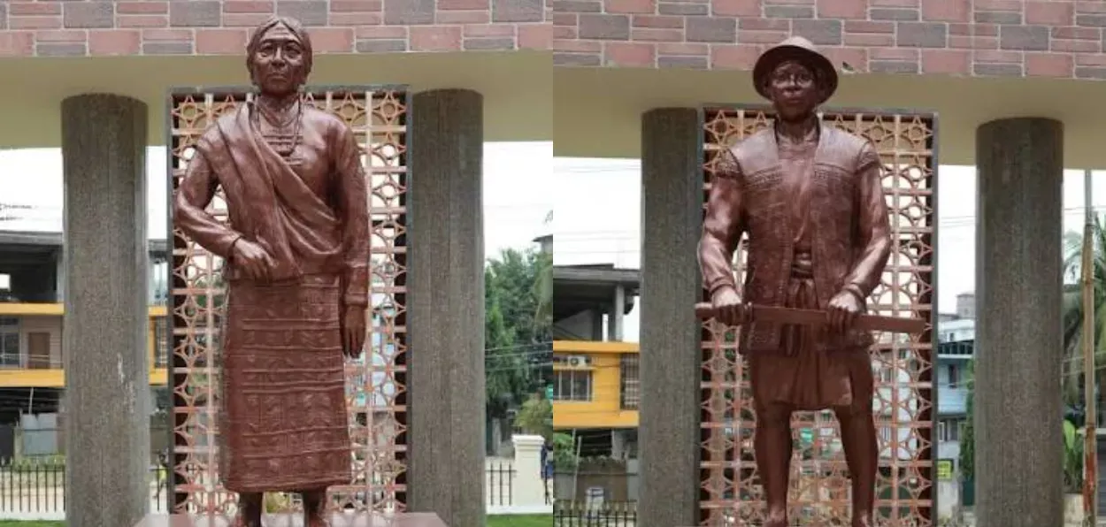statues of Freedom fighters Lalnu Ropuiliani from Mizoram and Moje Riba of Arunachal Pradesh