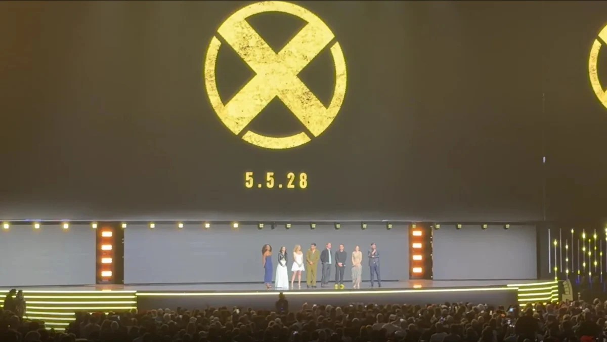The MCU X-Men movie cast on stage at D23 2026, where Marvel revealed the first X-Men movie cast members