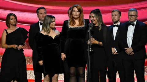Getty Images Jenni Stancombe accepts the ‘Authored Documentary’ Award for ‘Our Girls: The Southport Families’ onstage at the National Television Awards