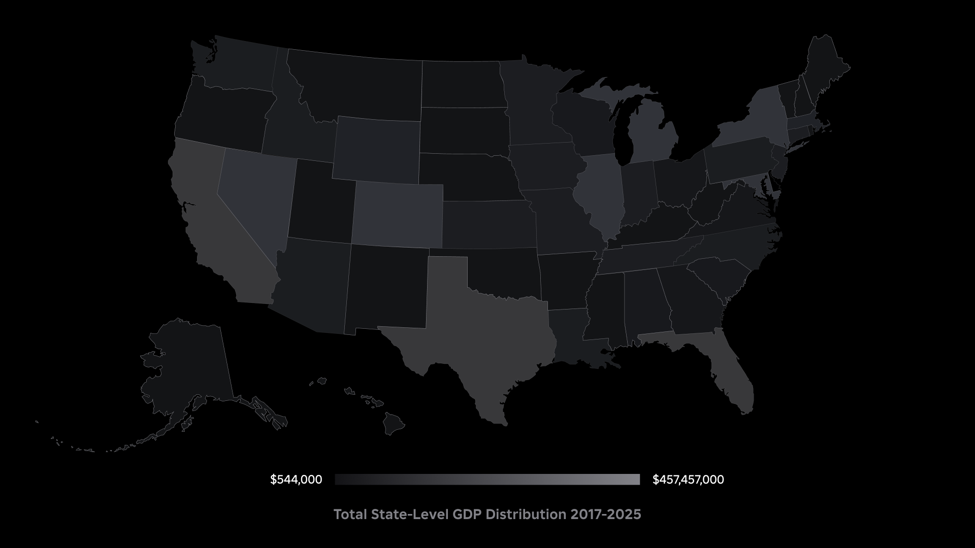Map showing U.S. state-level GDP distribution