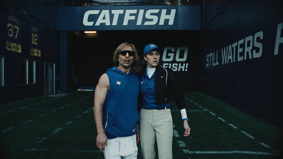 Glen Powell and Perry Mattfeld, Chad Powers