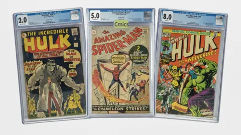 Ewbank's Auctioneers Three comic books placed side by side.