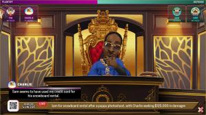 a screenshot of the videogame Courtroom Chaos on Amazon Luna featuring Snoop Dogg as an animated judge.
