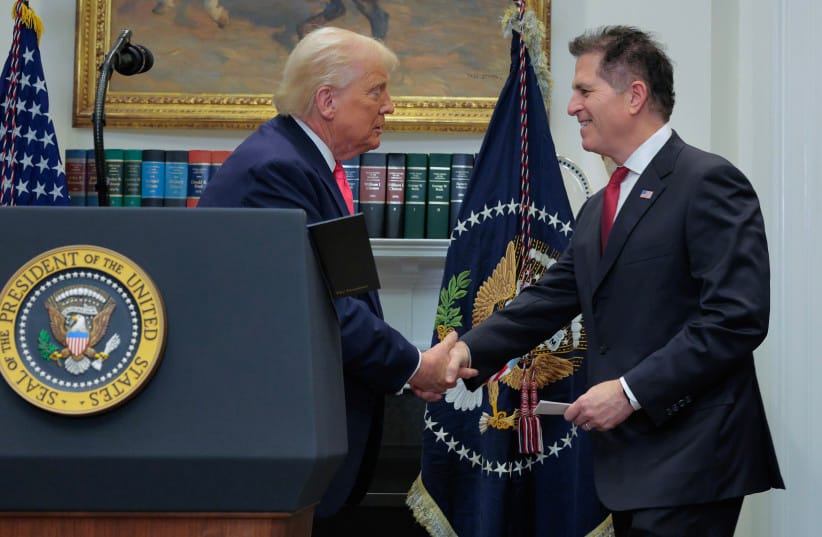 US President Donald Trump thanks tech billionaire Michael Dell while making an announcement about ''Trump accounts'' in the Roosevelt Room at the White House on December 02, 2025 in Washington, DC.