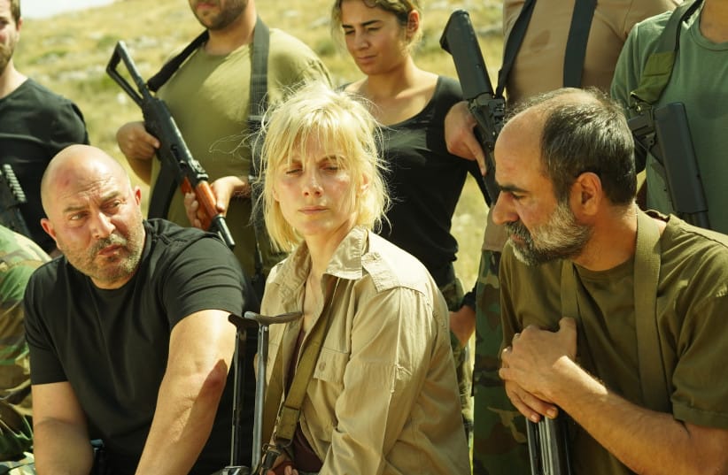 Lior Raz (left) with Melanie Laurent and Yaakov Zada-Daniel in a scene from season five of Fauda.
