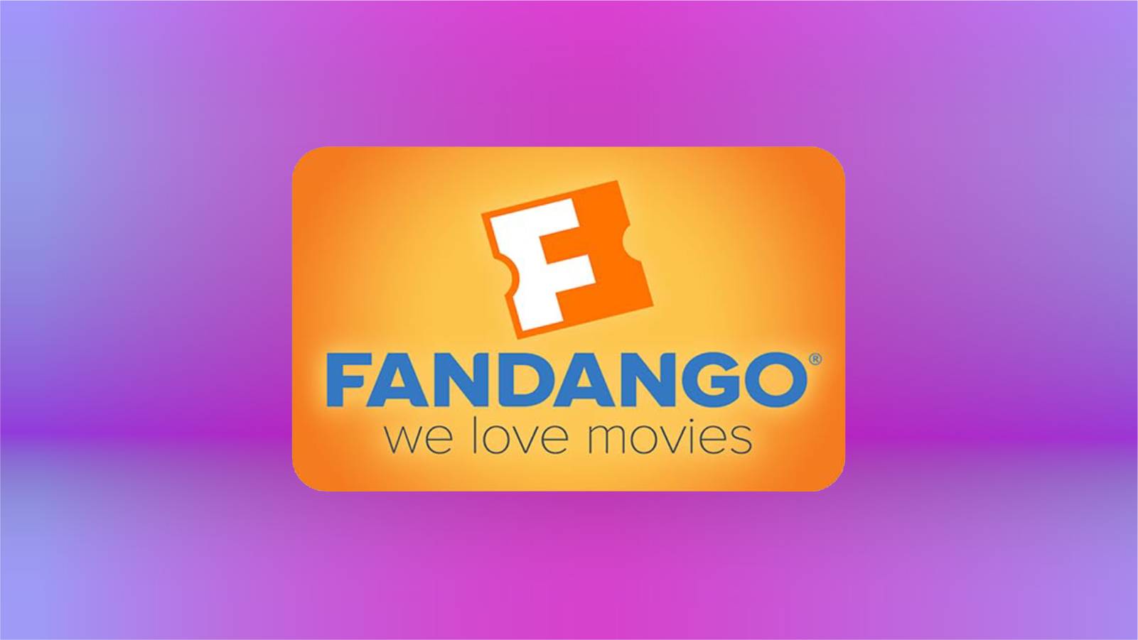 A Fandango card against a purple background.