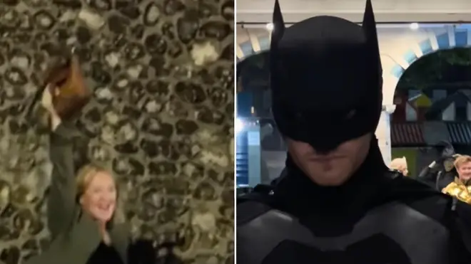 A man dressed as Batman helped recover a woman's stolen handbag during a night out.