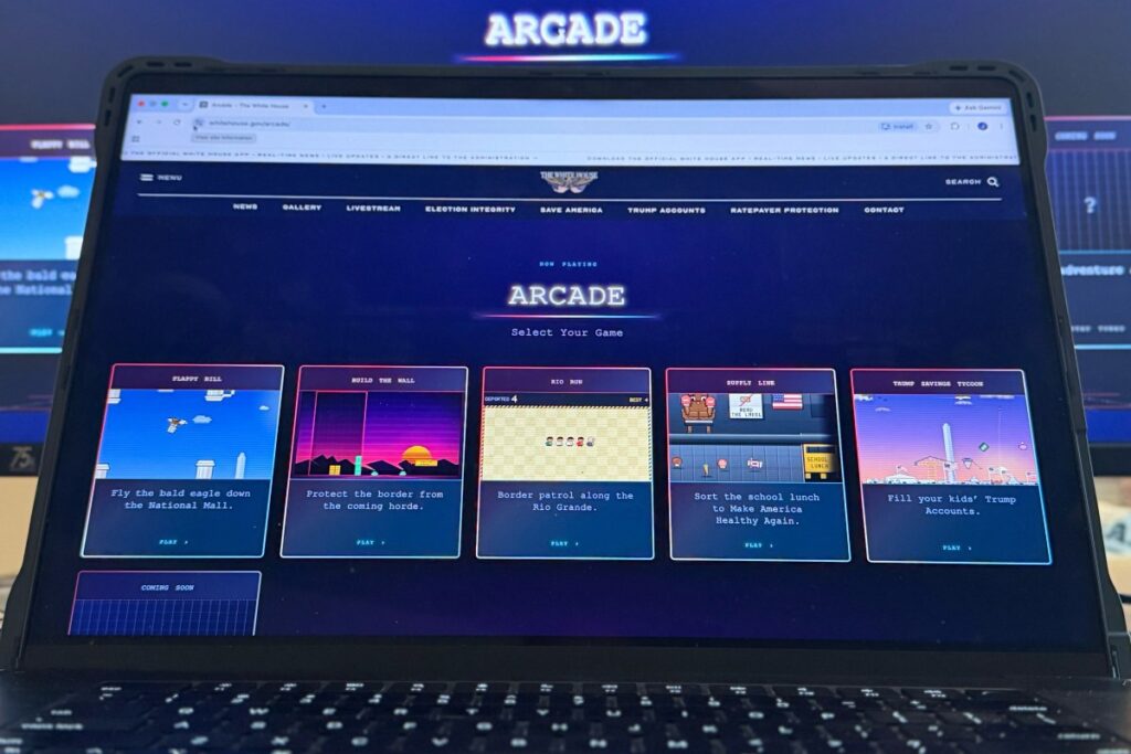Trump White House launches arcade with games to build wall, deport migrants