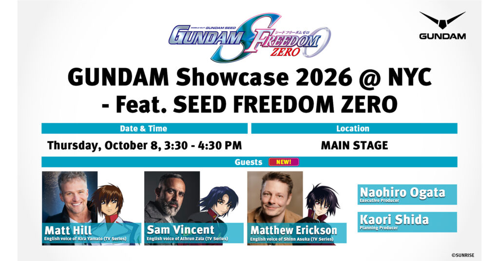 English Dub Cast of GUNDAM SEED Reunites for Complimentary Autograph Session and Main Stage Panel at New York Comic Con 2026