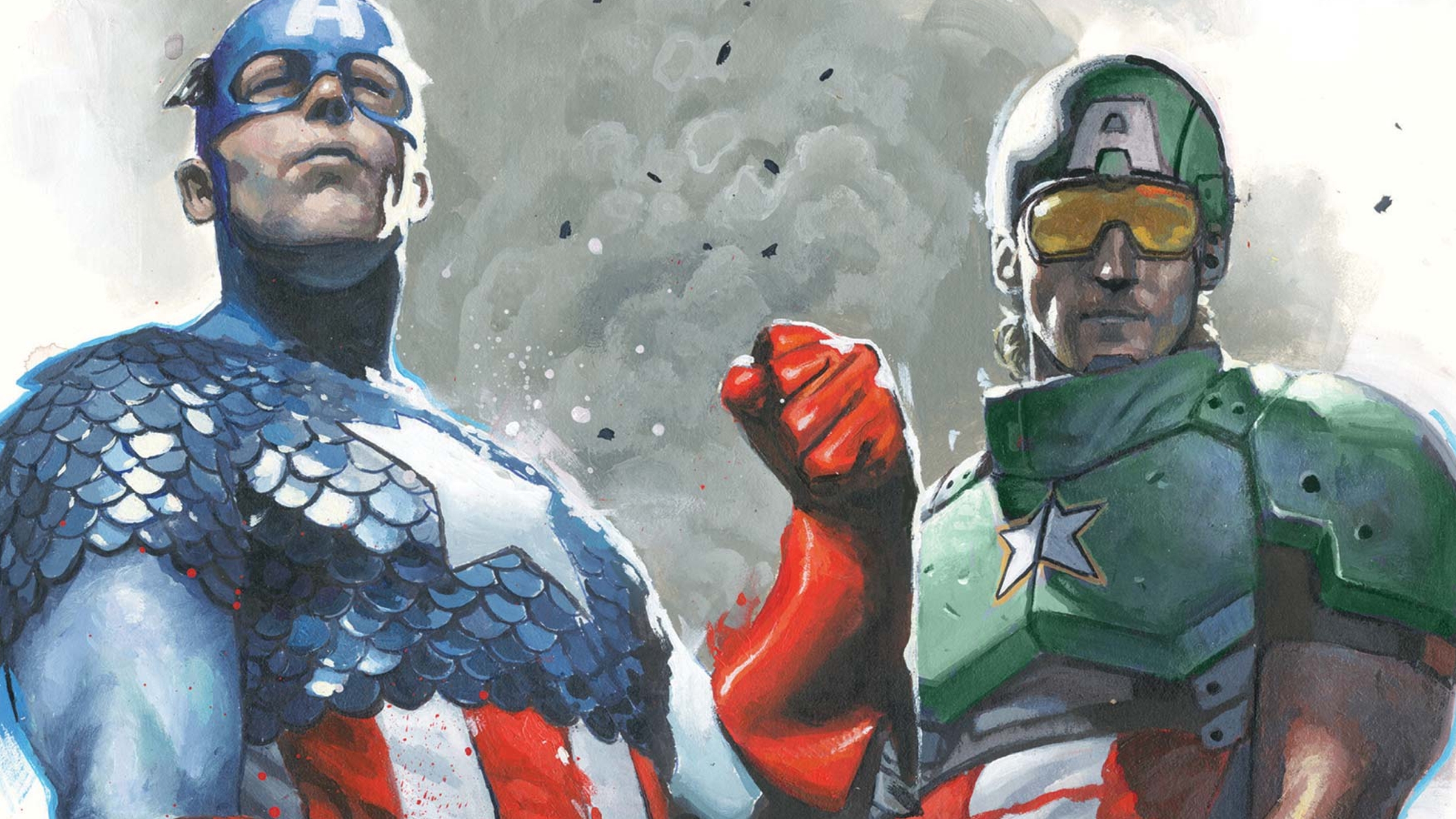Steve Rogers and David Colton standing side by side in Captain America