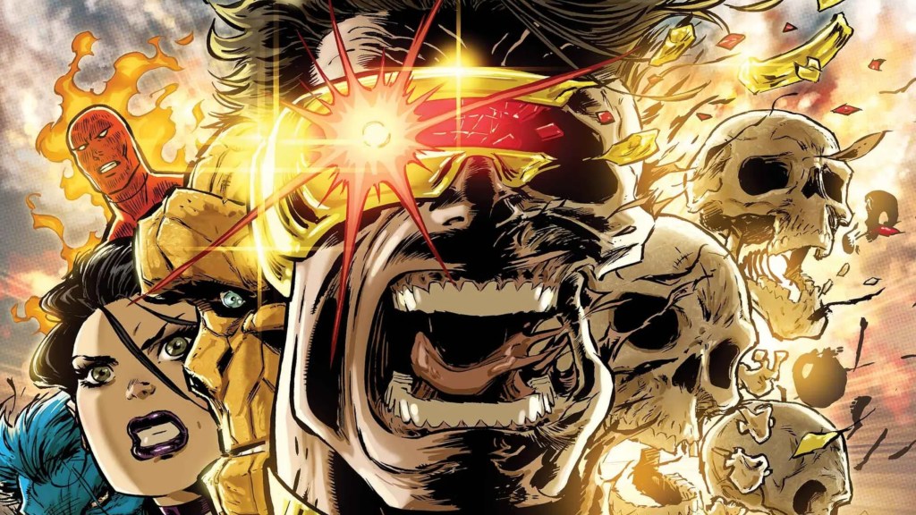 Cyclops screams with flaming skulls