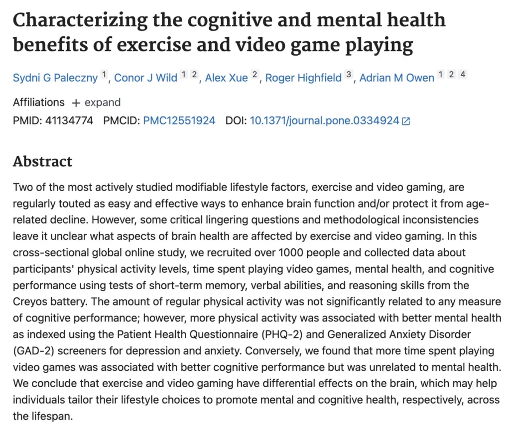 Video Gamers Show Cognitive Edge Like People 14 Years Younger