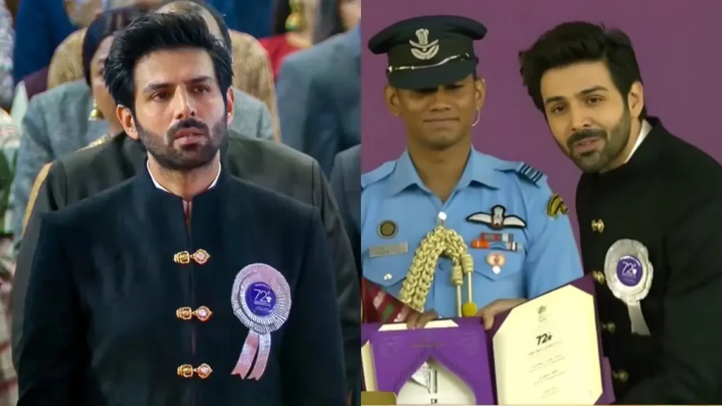 72nd National Film Awards: Kartik Aaryan wears a black bandhgala suit for first win