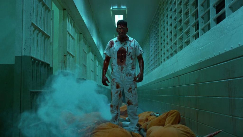 Jon Bernthal as the Punisher in the cell fight of Daredevil Season 2