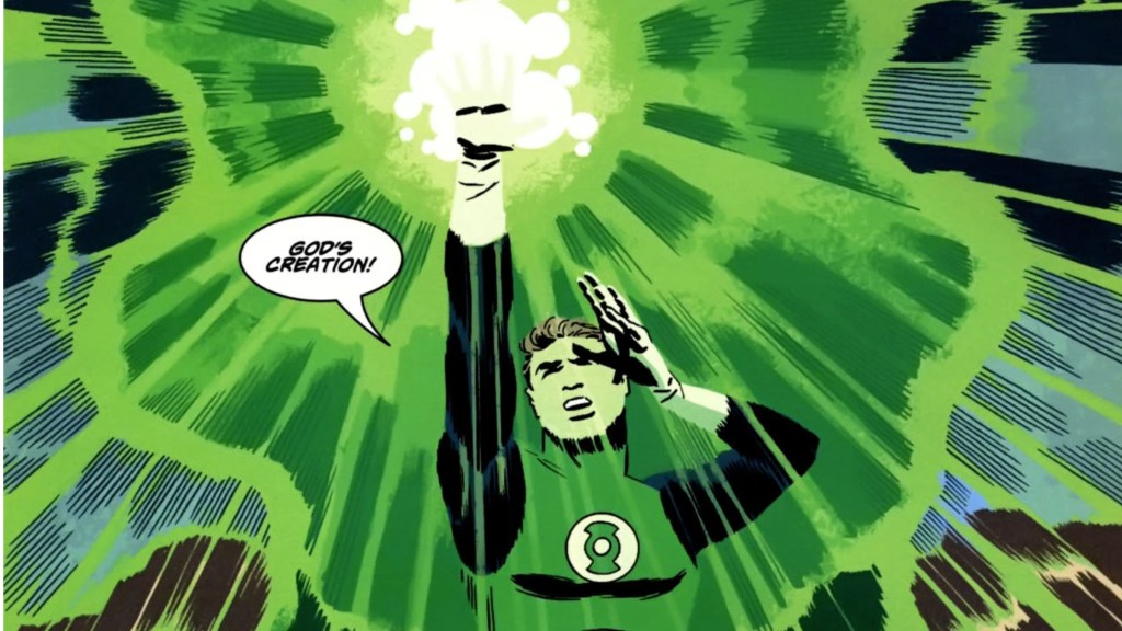 Hal Jordan wielding the ring for the first time