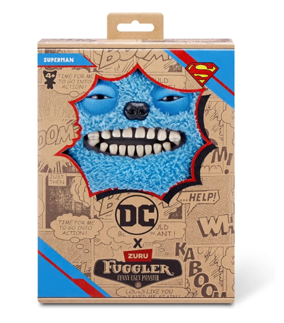 Packaging for the Superman Fuggler plushies.