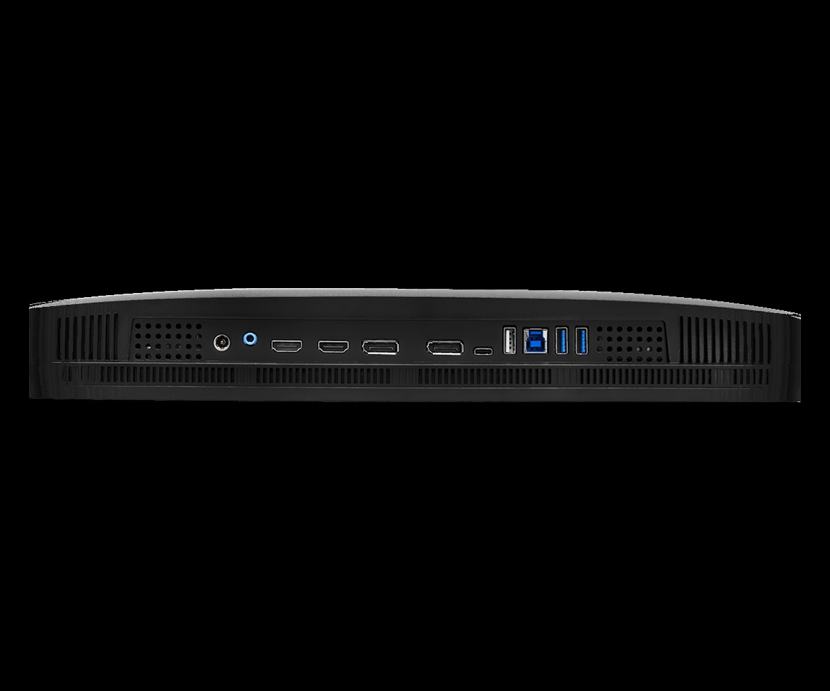 The back panel of a compact MSI mini PC featuring two HDMI ports, two USB 3.0 ports, one USB 2.0 port, an audio jack, and power input.