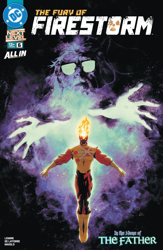 A ghostly Martian Stein with Firestorm in betwen his hands