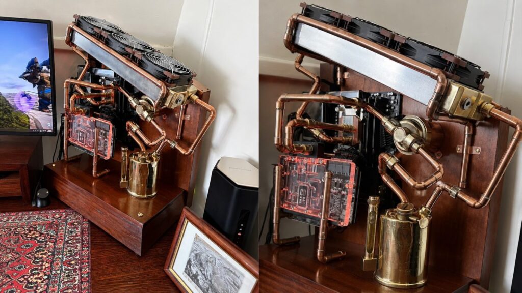 This Gaming PC Has 44 Pounds Of Wood, Copper, and Ryzen power, and An Antique Blowtorch for Its Heart
