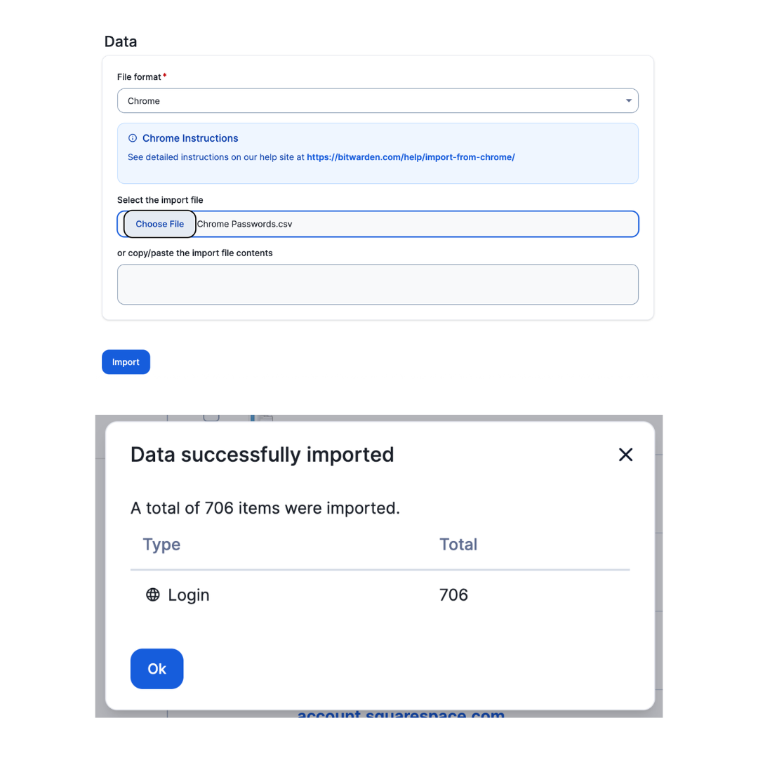 bitwarden importing passwords