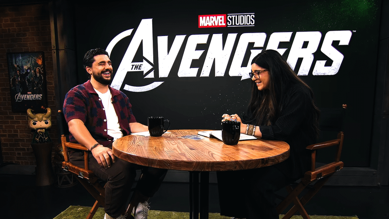 Ms. Marvel star Iman Vellani and The Basement Yard co-host Frank Alvarez.