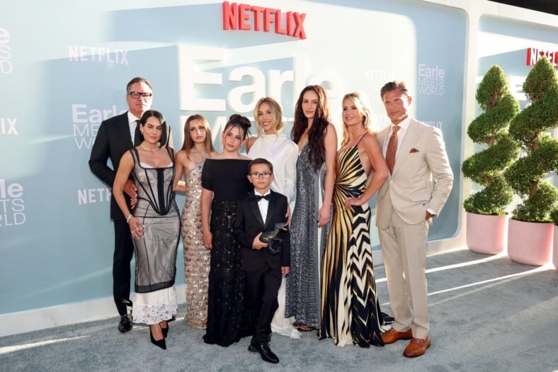 Alix Earle and her family pose at the premiere of their new show Earle Meets World