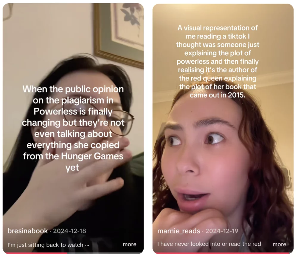 Two screenshots of humorous ten-second TikTok videos.