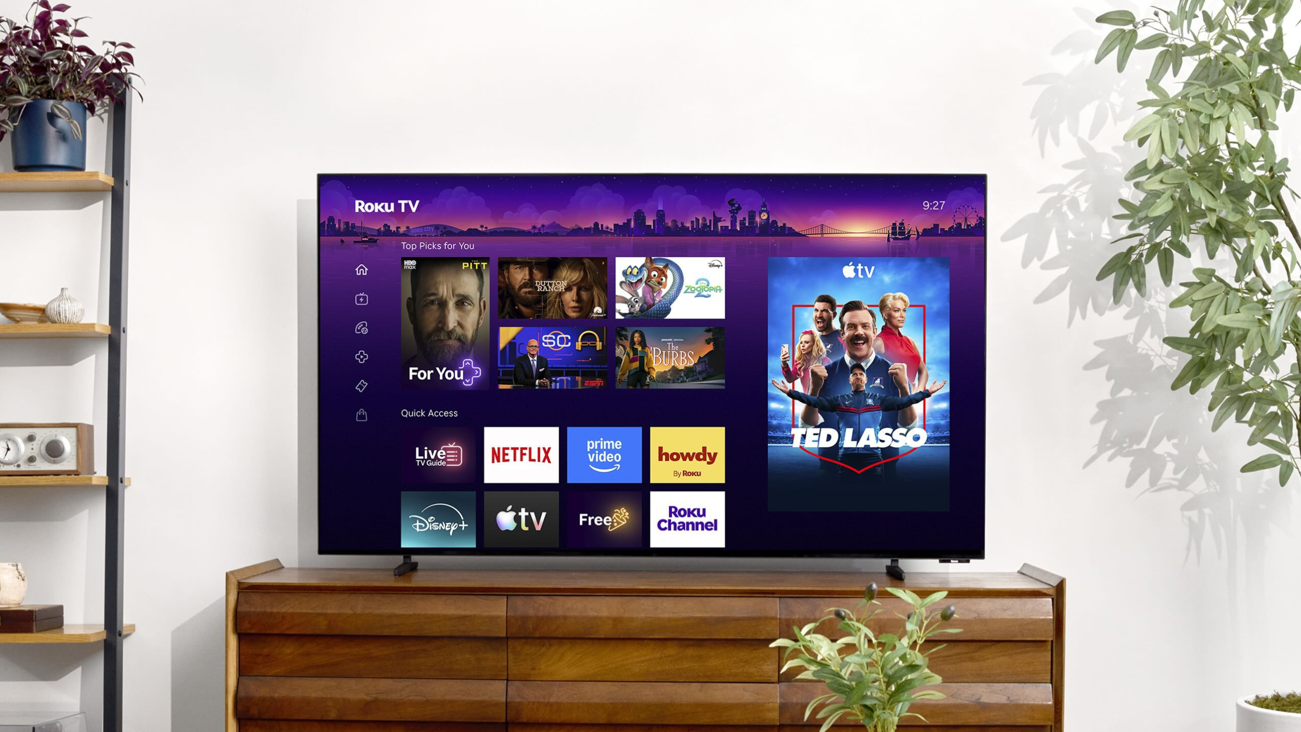 Roku TV on entertainment stand